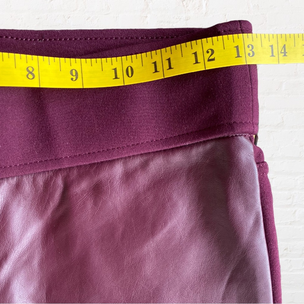 Club Monaco Burgundy Tasha Faux Leather Front Knit Back Skinny Leggings Size 00 - Picture 4 of 10